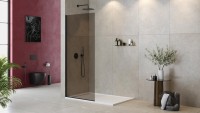 Душевая перегородка Cezares Liberta L-1-TB-90-BR-NERO профиль черный, стекло бронза