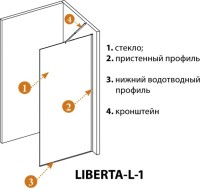 Душевая перегородка Cezares Liberta L-1-TB-90-BR-NERO профиль черный, стекло бронза