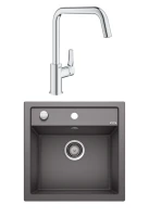 Комплект Мойка Blanco Dalago 5 темная скала + Смеситель Grohe Eurosmart Комплект Мойка Blanco Dalago 5 темная скала + Смеситель Grohe Eurosmart