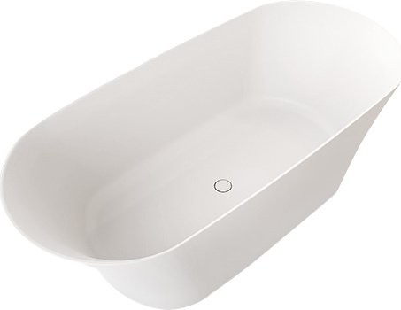 Ванна из искусственного камня Riho Barca BS6000500000000 170x80 см, отдельностоящая, матовая белая, овальная, со сливом-переливом