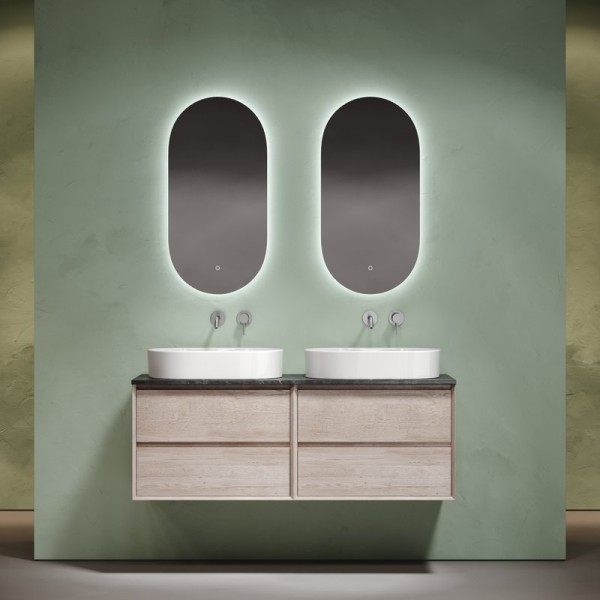 Мебель для ванной комнаты Sancos Marmi 2.0 140 дуб галифакс натуральный, столешница черный мрамор TT140A1, раковина CN6048