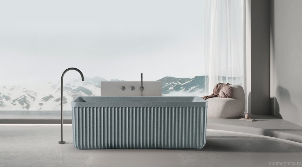 Ванна из искусственного камня AltroBagno Cinzia 090107 170x75 см, отдельностоящая, на ножках, с донным клапаном, с подголовником