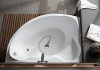 Акриловая ванна Aquanet Jamaica 00205486 L 160x100 см, угловая, левая, пристенная, белая, асимметричная, с каркасом, с сиденьем