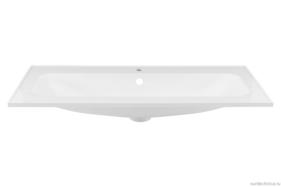 Мебельная раковина Aquanet Арт 98 накладная, глянцевая белая, прямоугольная, литьевой мрамор