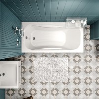 Акриловая ванна 1MarKa Classic 140x70 см, пристенная, белая, с каркасом