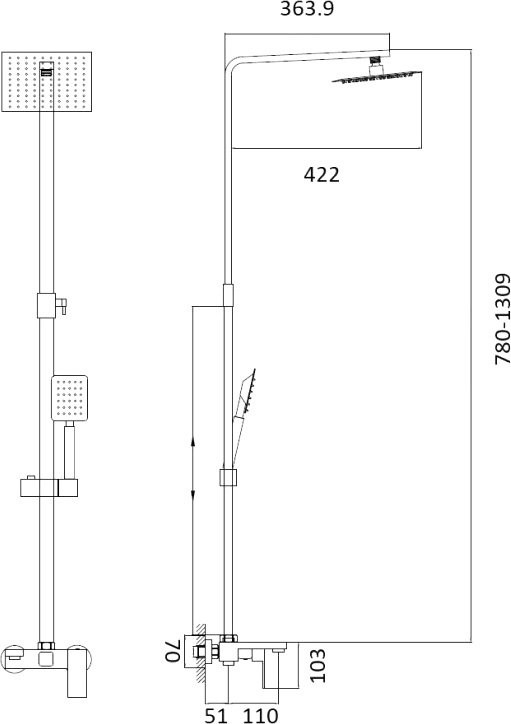 Душевая стойка D-lin H10A24 черный