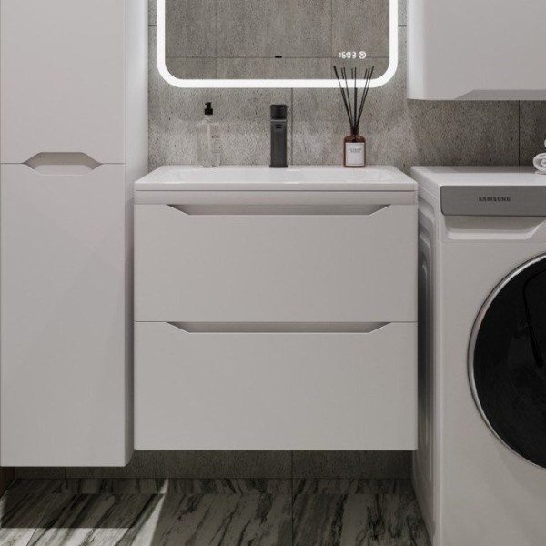 Тумба под раковину Style Line Марелла 70 подвесная, антискрейтч, белая матовая