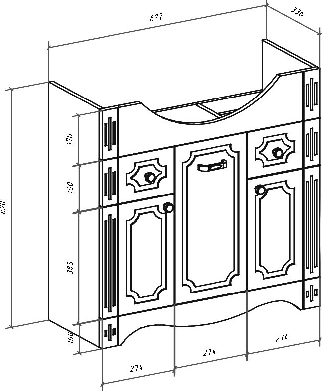 Тумба с раковиной Bellezza Кантри 85