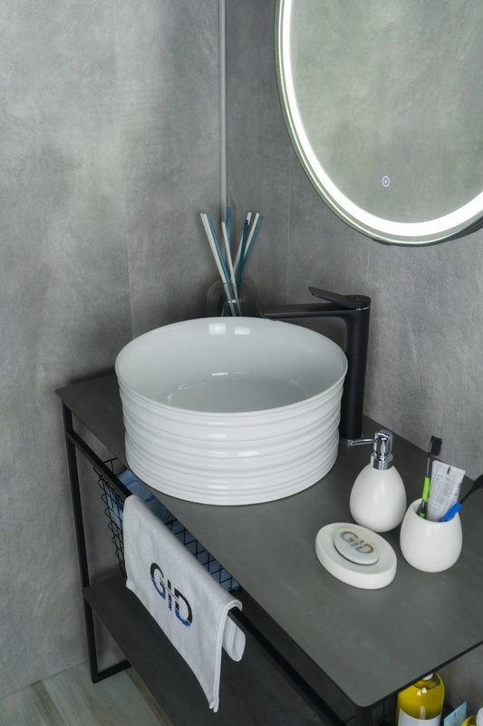 Накладная раковина GID Esfera W969 41 глянцевая белая, круглая, фаянс