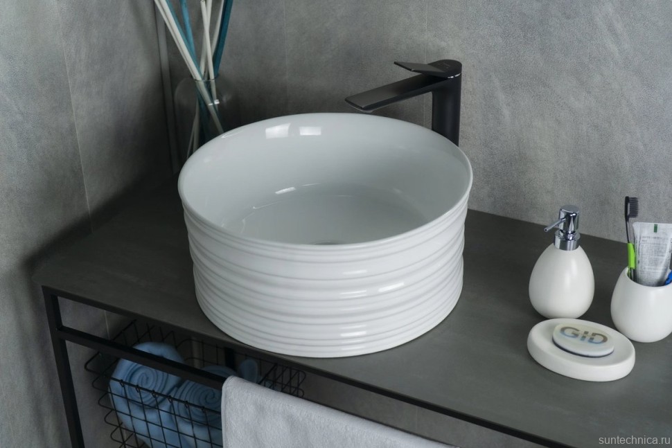 Накладная раковина GID Esfera W969 41 глянцевая белая, круглая, фаянс