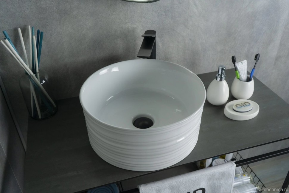 Накладная раковина GID Esfera W969 41 глянцевая белая, круглая, фаянс