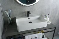 Накладная раковина GID Geometrico N9256 60 глянцевая белая, прямоугольная, фаянс, с 1 отверстием под смеситель