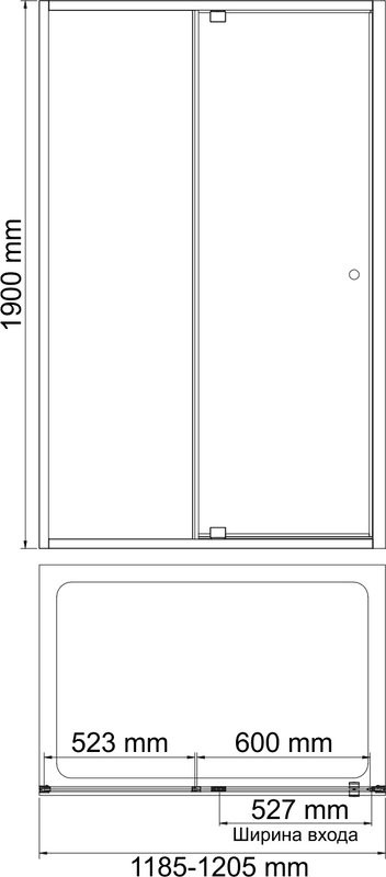 Душевая дверь в нишу Wasserkraft Aula 11P05 120 см