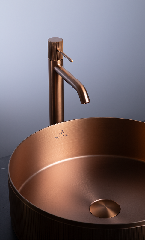 Накладная раковина AltroBagno Costoso 001007 RaSp 40 матовая медь, круглая, нержавеющая сталь