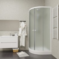 Душевой уголок Parly ZF81 80x80, с поддоном, профиль белый, стекло матовое