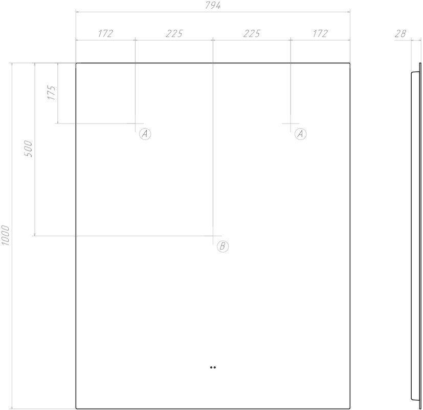 Зеркало Vigo Quadro Comfort 80 с подсветкой