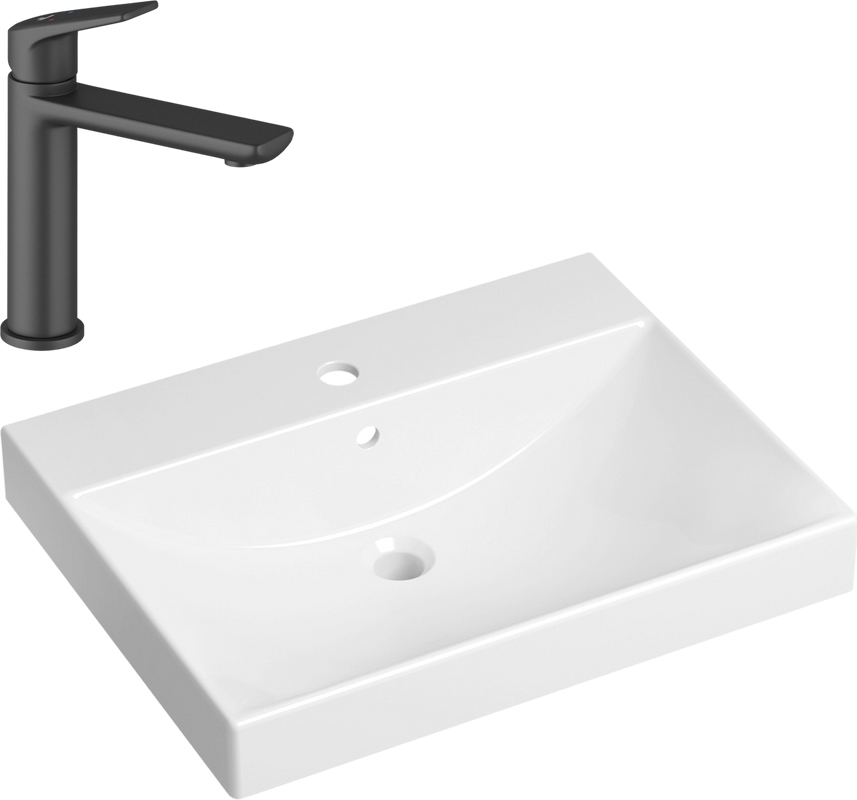Комплект Раковина Lavinia Boho Bathroom Sink 33311012 + Смеситель Wellsee ICON! for life 182302000 матовый черный