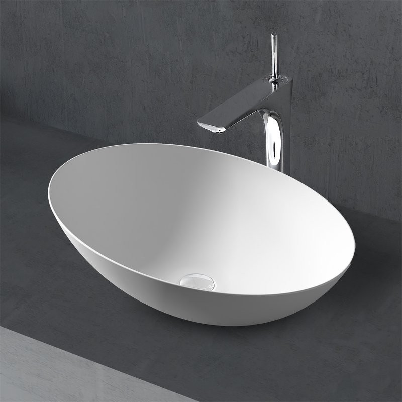 Накладная раковина Abber Stein AS2609 50 матовая белая, овальная, искусственный камень