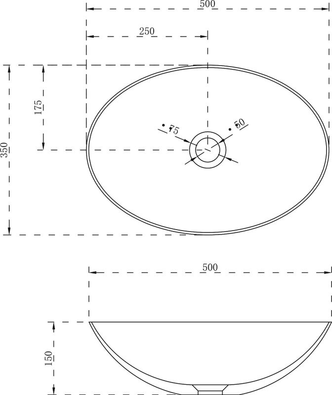 Накладная раковина Abber Stein AS2609 50 матовая белая, овальная, искусственный камень