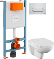 Комплект Унитаз подвесной Norm Fit + Крышка VitrA Norm 84-003-749 с микролифтом + Инсталляция V-Fix Core 732-5800-01 с кнопкой смыва Root R 740-2280 хром