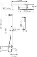 Душевая стойка Wasserkraft Berkel A188.116.137.010.CH Thermo с термостатом, хром