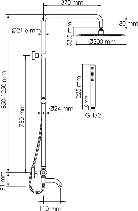 Душевая стойка Wasserkraft Berkel A188.116.137.010.CH Thermo с термостатом, хром