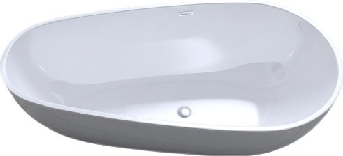 Акриловая ванна Art&Max AM-506-1670-845 165x85 см, левая, отдельностоящая, белая, овальная, с каркасом, со сливом-переливом