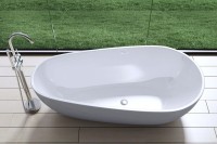 Акриловая ванна Art&Max AM-506-1670-845 165x85 см, левая, отдельностоящая, белая, овальная, с каркасом, со сливом-переливом