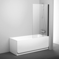 Шторка на ванну Ravak Pivot PVS1-80 Transparent, профиль черный