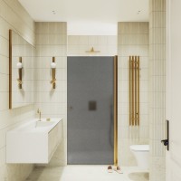 Душевая дверь в нишу Maybahglass MGD-801-3 60 см, профиль золото, стекло графит матовое