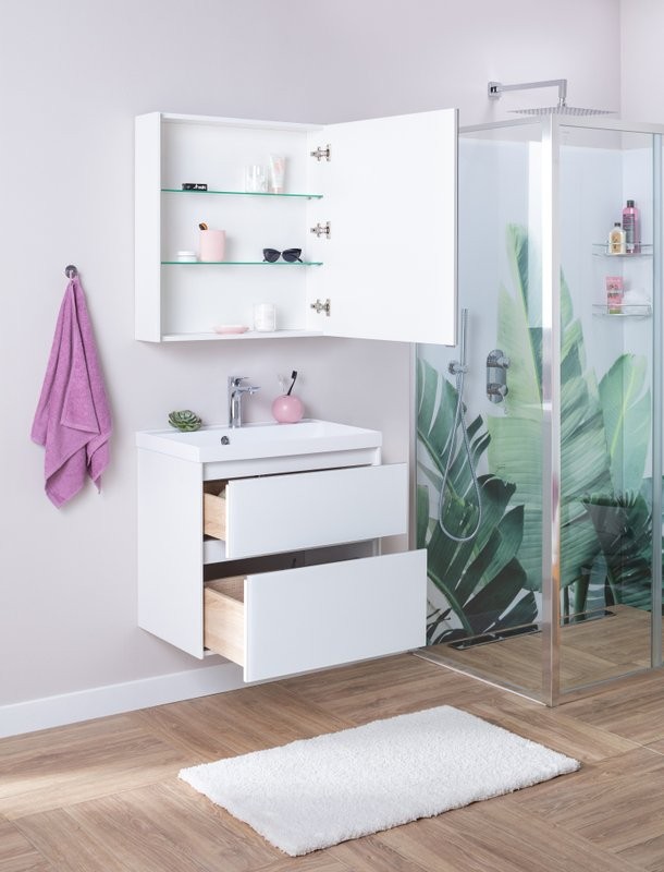 Тумба с раковиной Aquanet Гласс 60