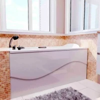Ванна из искусственного камня Фэма Алассио 160x75 см, пристенная, белая, на ножках, с ручками, фурнитура бронза