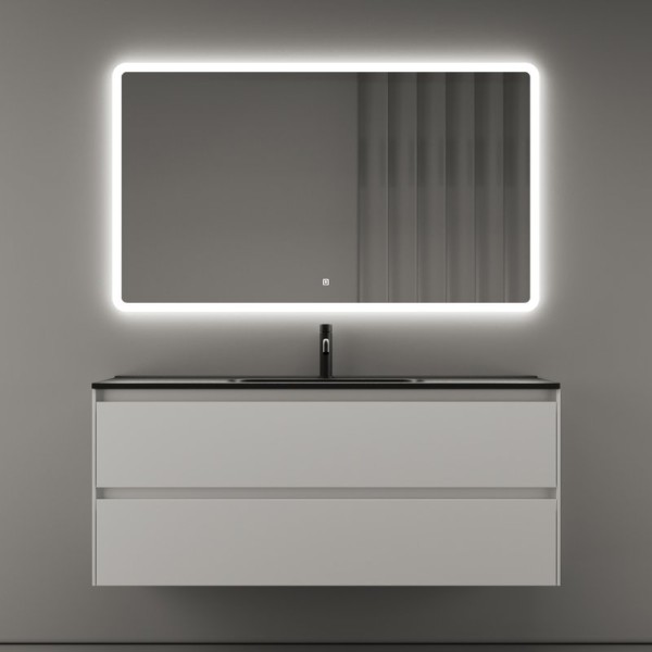 Мебель для ванной комнаты Sancos Cento 120 см белый глянец, черная раковина