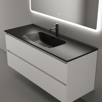 Мебель для ванной комнаты Sancos Cento 120 см белый глянец, черная раковина