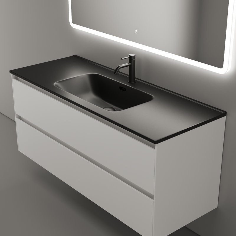 Мебель для ванной комнаты Sancos Cento 120 см белый глянец, черная раковина