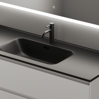 Мебель для ванной комнаты Sancos Cento 120 см белый глянец, черная раковина