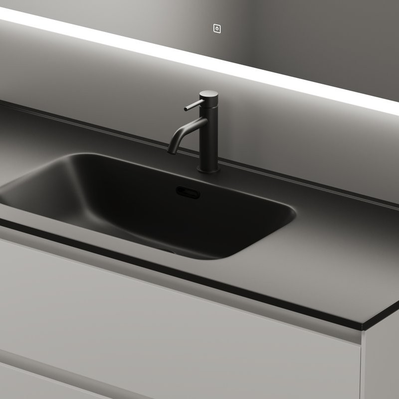 Мебель для ванной комнаты Sancos Cento 120 см белый глянец, черная раковина