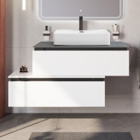 Тумба с раковиной Cezares Slider 100 подвесная, 2 ящика, со столешницей marmo nero opaco