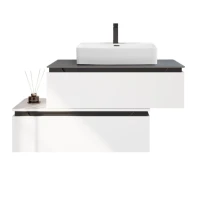 Тумба с раковиной Cezares Slider 100 подвесная, 2 ящика, со столешницей marmo nero opaco