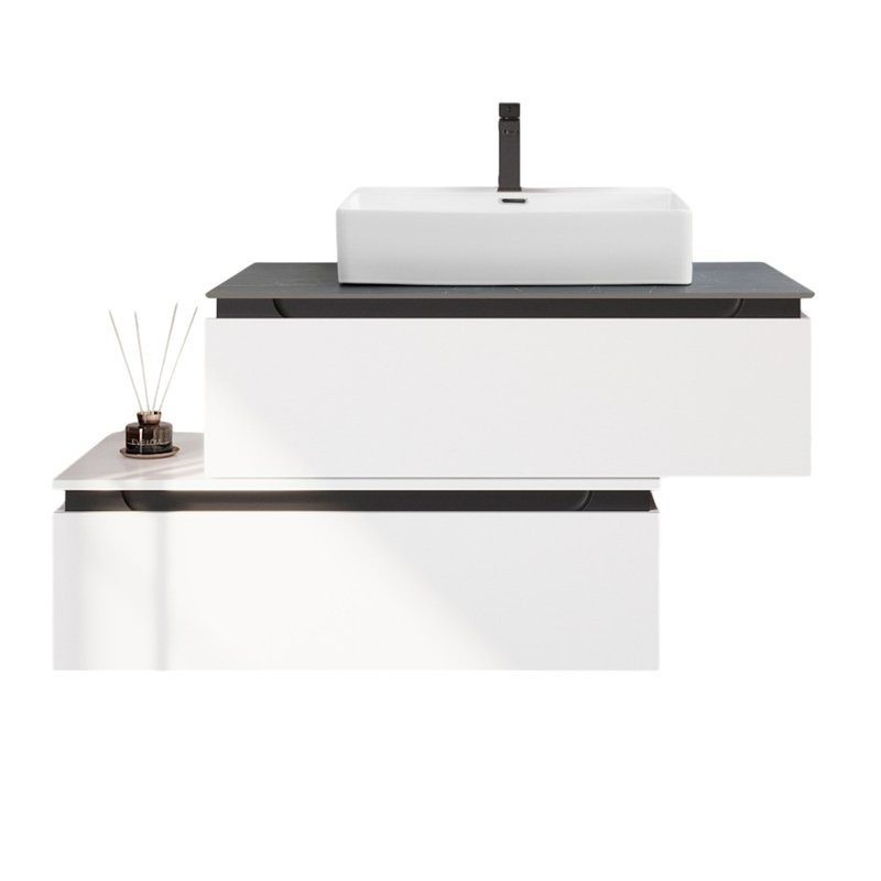 Тумба с раковиной Cezares Slider 100 подвесная, 2 ящика, со столешницей marmo nero opaco