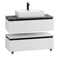 Тумба с раковиной Cezares Slider 100 подвесная, 2 ящика, со столешницей marmo nero opaco