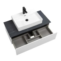 Тумба с раковиной Cezares Slider 100 подвесная, 2 ящика, со столешницей marmo nero opaco