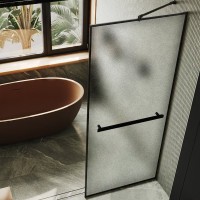 Душевая перегородка Maybahglass MGD-875-6 89 см, профиль черный, стекло сатин