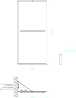 Душевая перегородка Maybahglass MGD-875-6 89 см, профиль черный, стекло сатин