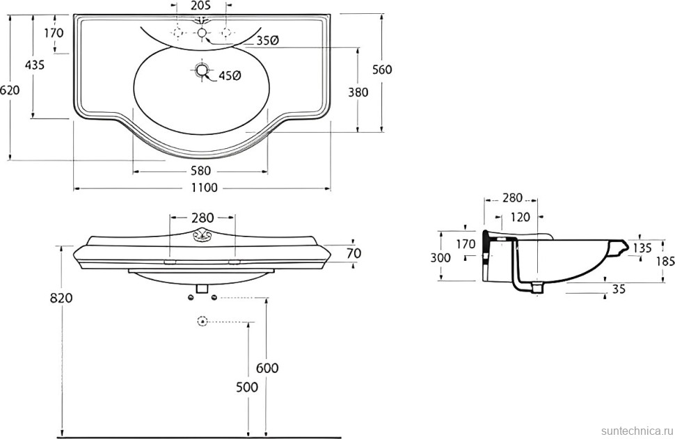 Мебельная раковина Azzurra Jubilaeum 110 накладная, белая, полукруглая, фаянс