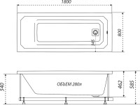 Акриловая ванна Triton Прага 180x80 см, пристенная, белая, с каркасом