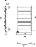 Полотенцесушитель электрический Domoterm Калипсо П7 50x70, хром, L