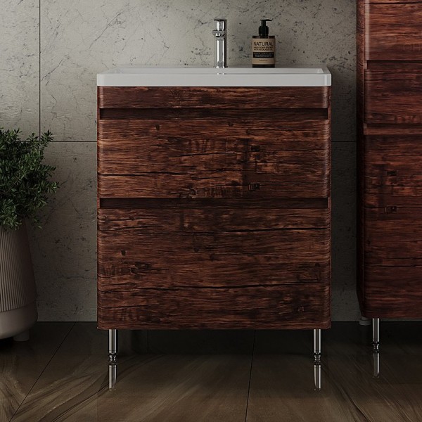 Тумба с раковиной Style Line Атлантика 70 Люкс Plus, напольная, старое дерево