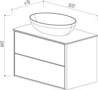 Тумба с раковиной Belux Джаз 80 подвесная, белая глянцевая, раковина Турин 61