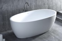 Ванна из искусственного камня Salini Luce 170x85 см, отдельностоящая, матовая белая, овальная, со сливом-переливом, с донным клапаном